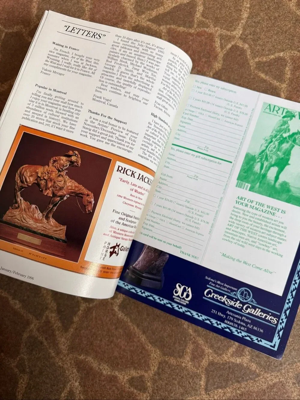 Vintage 1996 Art West Magazine Journal Western Cowboy